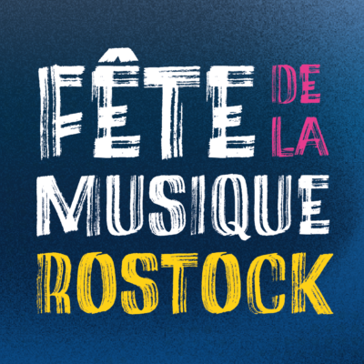 Der Schriftzug von Fête de la Musique auf blauem Hintergrund