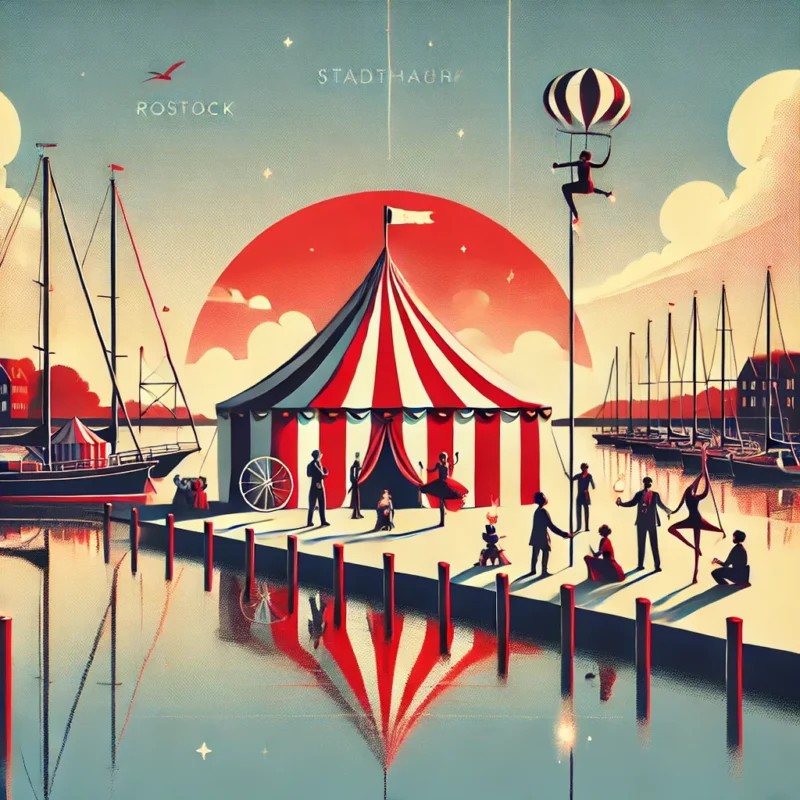 Illustration eines Zirkuszeltes am Stadthafen