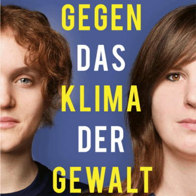 Das Buchcover mit dem Schriftzug "Gegen das Klima der Gewalt" - daneben die Autorinnen im Profil, zwei junge Frauen mit langem, braunen Haar