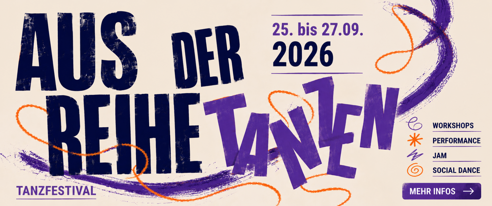 Mehr-Info-Button "Aus der Reihe tanzen" Festival